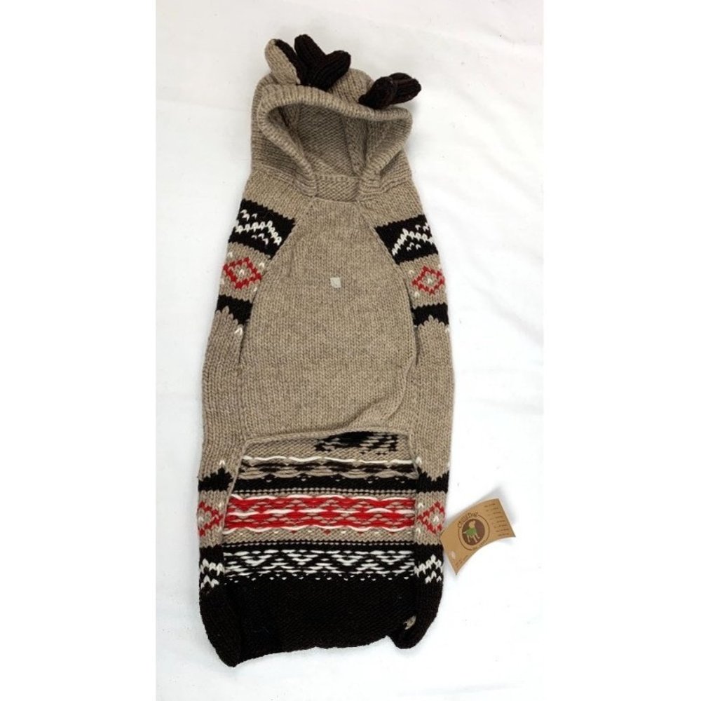 Chilly Dog Hand-Knit Organic Wool Moose Hoodie NWT - Picture 7 of 14